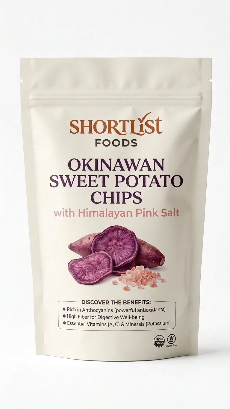 Shortlist Foods Okinawan Sweet Potato Chips – Cooked in Tallow, No Seed Oils - Himalayan Pink Salt – 5.3 oz