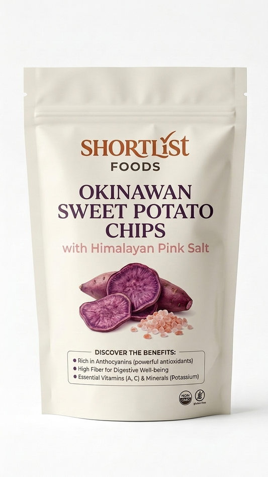 Shortlist Foods Okinawan Sweet Potato Chips – Cooked in Tallow, No Seed Oils - Himalayan Pink Salt – 5.3 oz