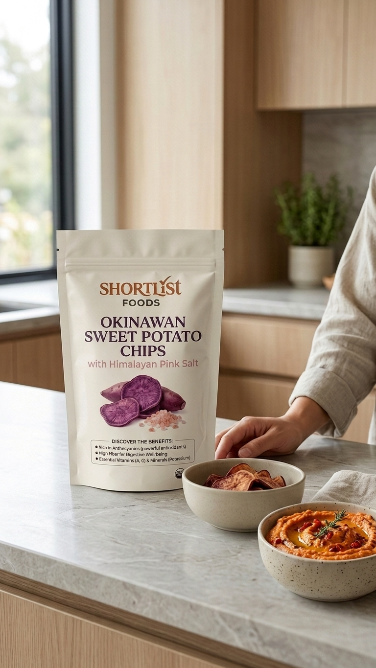 Shortlist Foods Okinawan Sweet Potato Chips – Cooked in Tallow, No Seed Oils - Himalayan Pink Salt – 5.3 oz
