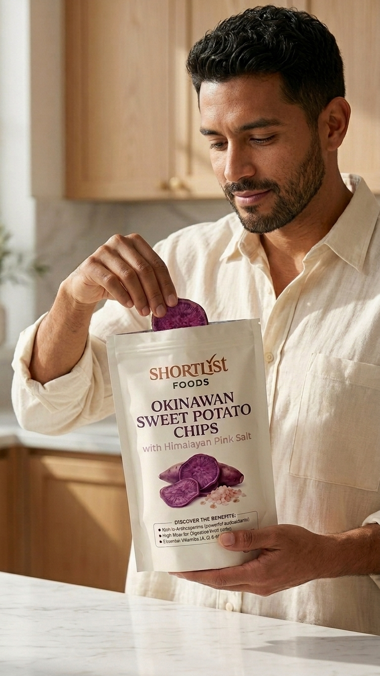 Shortlist Foods Okinawan Sweet Potato Chips – Cooked in Tallow, No Seed Oils - Himalayan Pink Salt – 5.3 oz