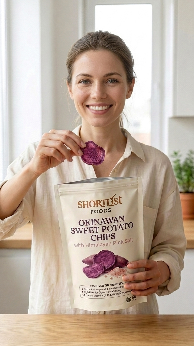 Shortlist Foods Okinawan Sweet Potato Chips – Cooked in Tallow, No Seed Oils - Himalayan Pink Salt – 5.3 oz